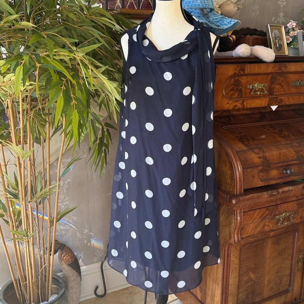 SLNY ladies crêpe sleeveless sheer dress excellent condition size 12 - Picture 8 of 8